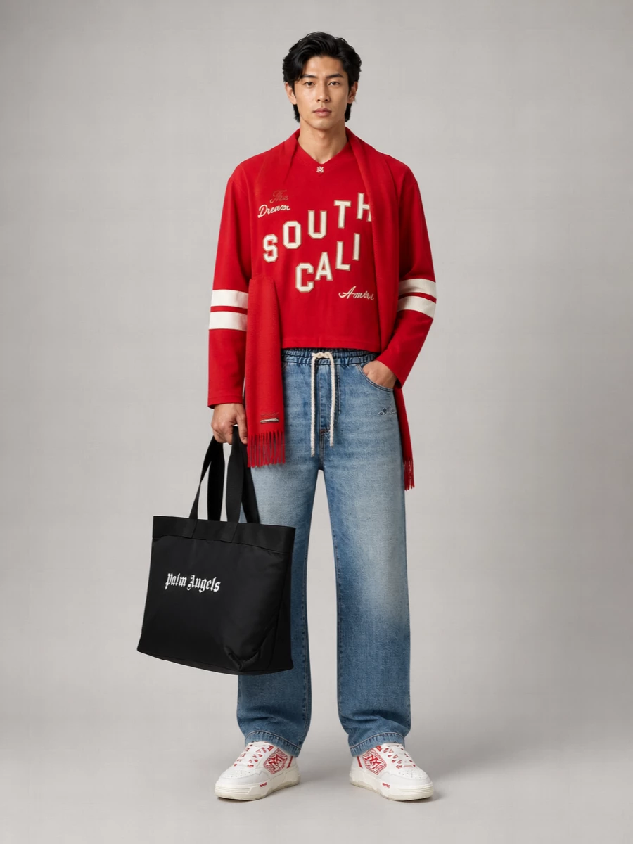 Amiri cotton jersey knit v-neck long-sleeve t-shirt