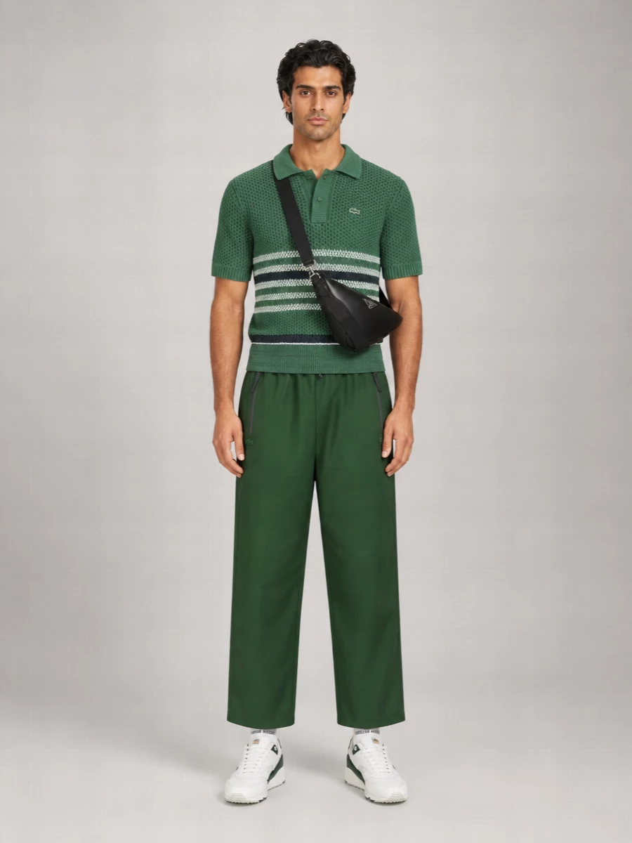Lacoste Wool Straight-Leg Loose Fit Trousers