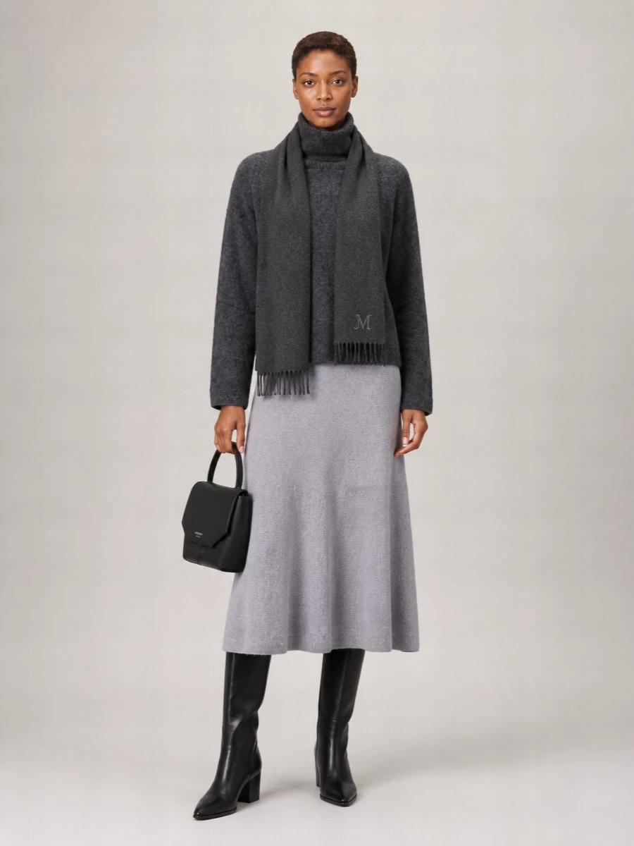 Emporio Armani Fine-Knit Virgin Wool Cashmere Maxi Skirt