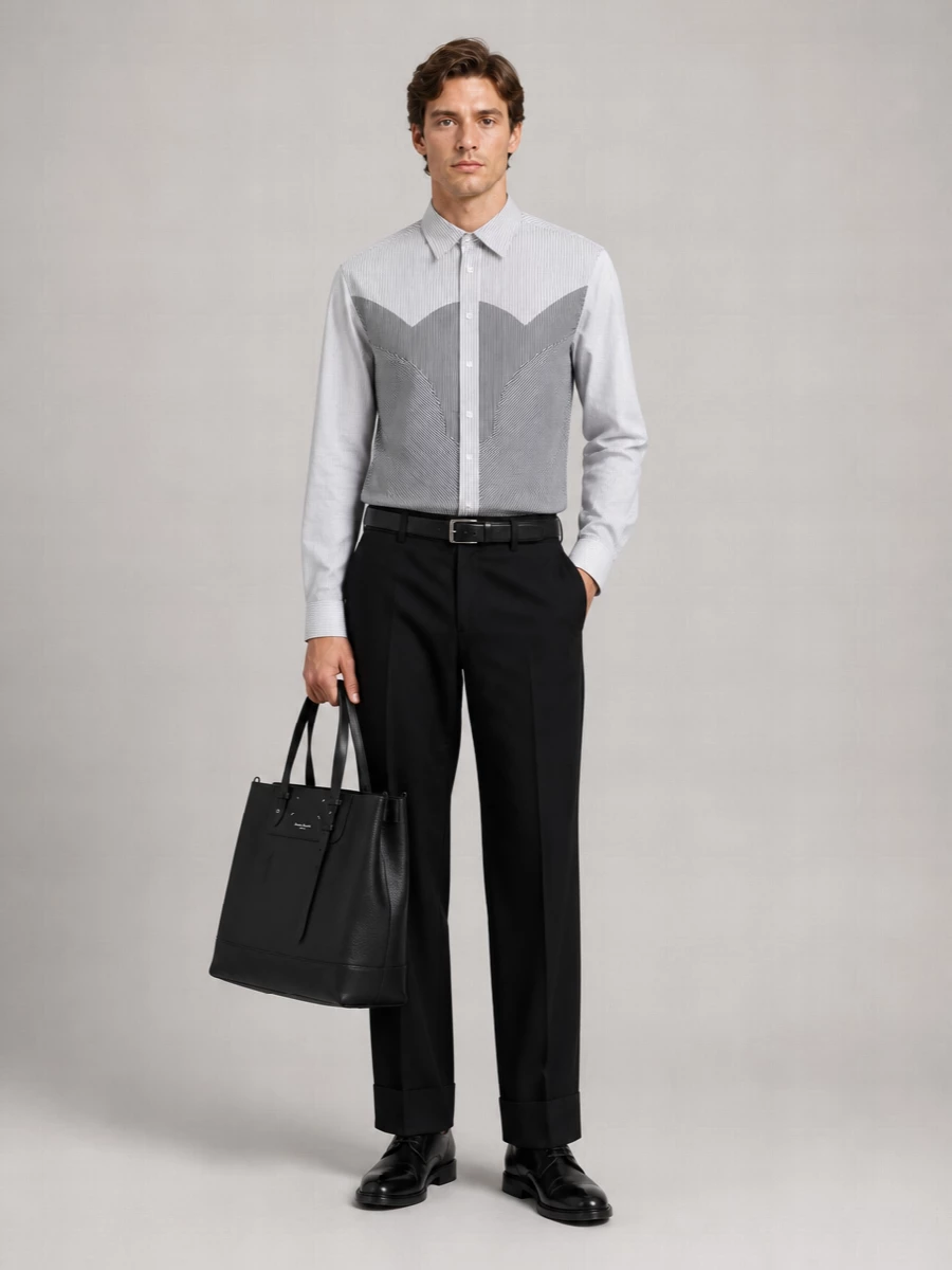 Maison Margiela Striped Patchwork Cotton Shirt