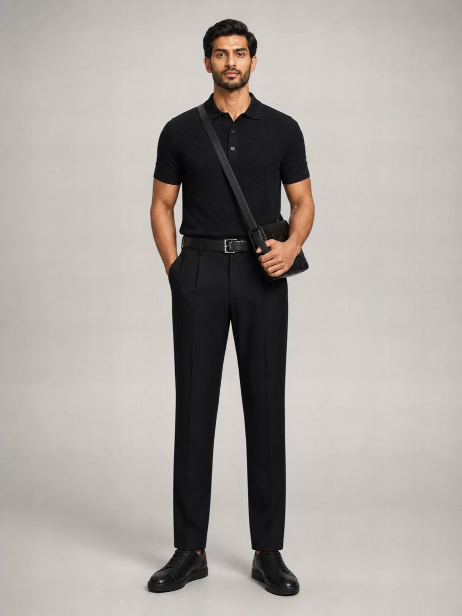 Balmain Monogram Knit Polo Shirt