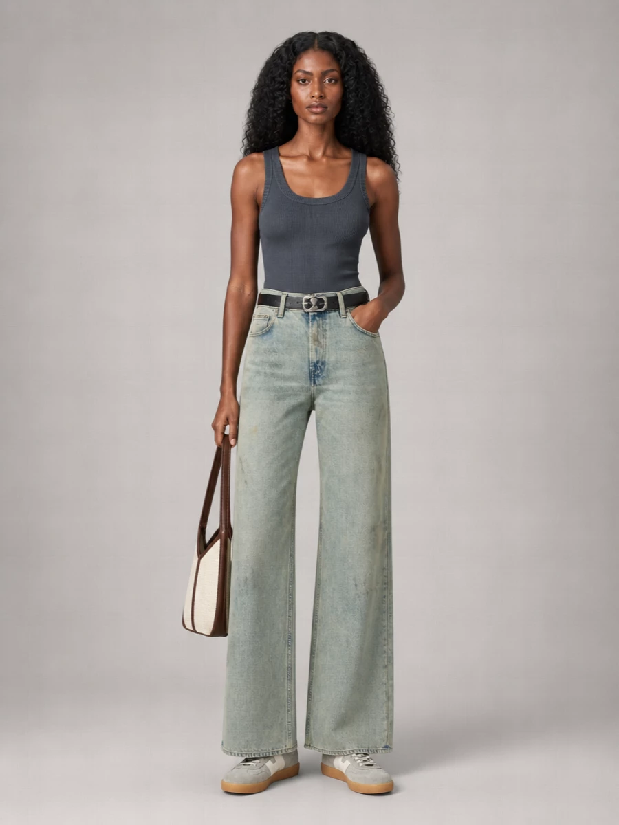 Haikure Denim Wide-Leg Trousers