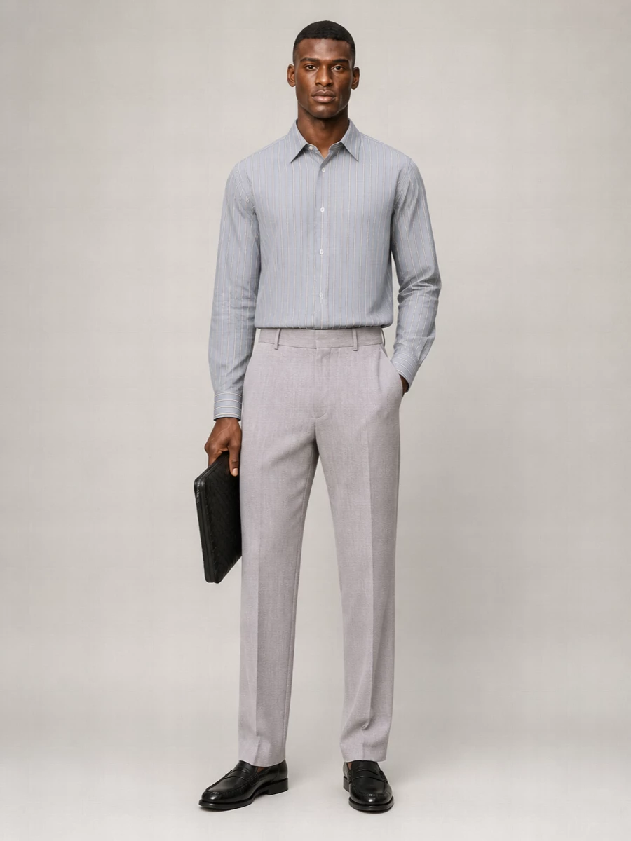 Studio Nicholson Virgin Wool Full Length Curved Leg Tailored Trousers