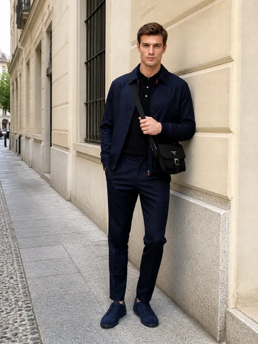 Kiton harrington tailored navy trousers slipons