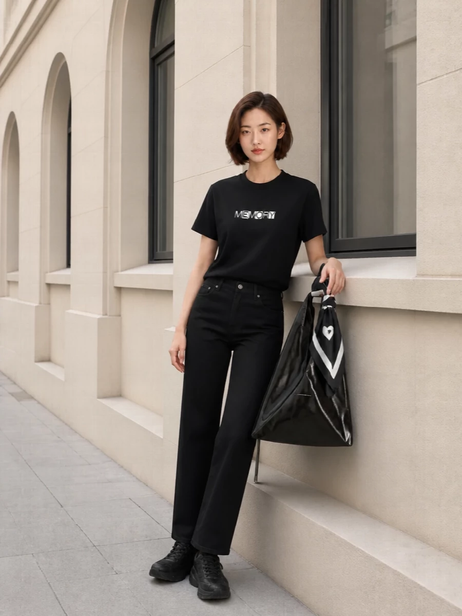 Sacai tee mm6 black trousers sneakers