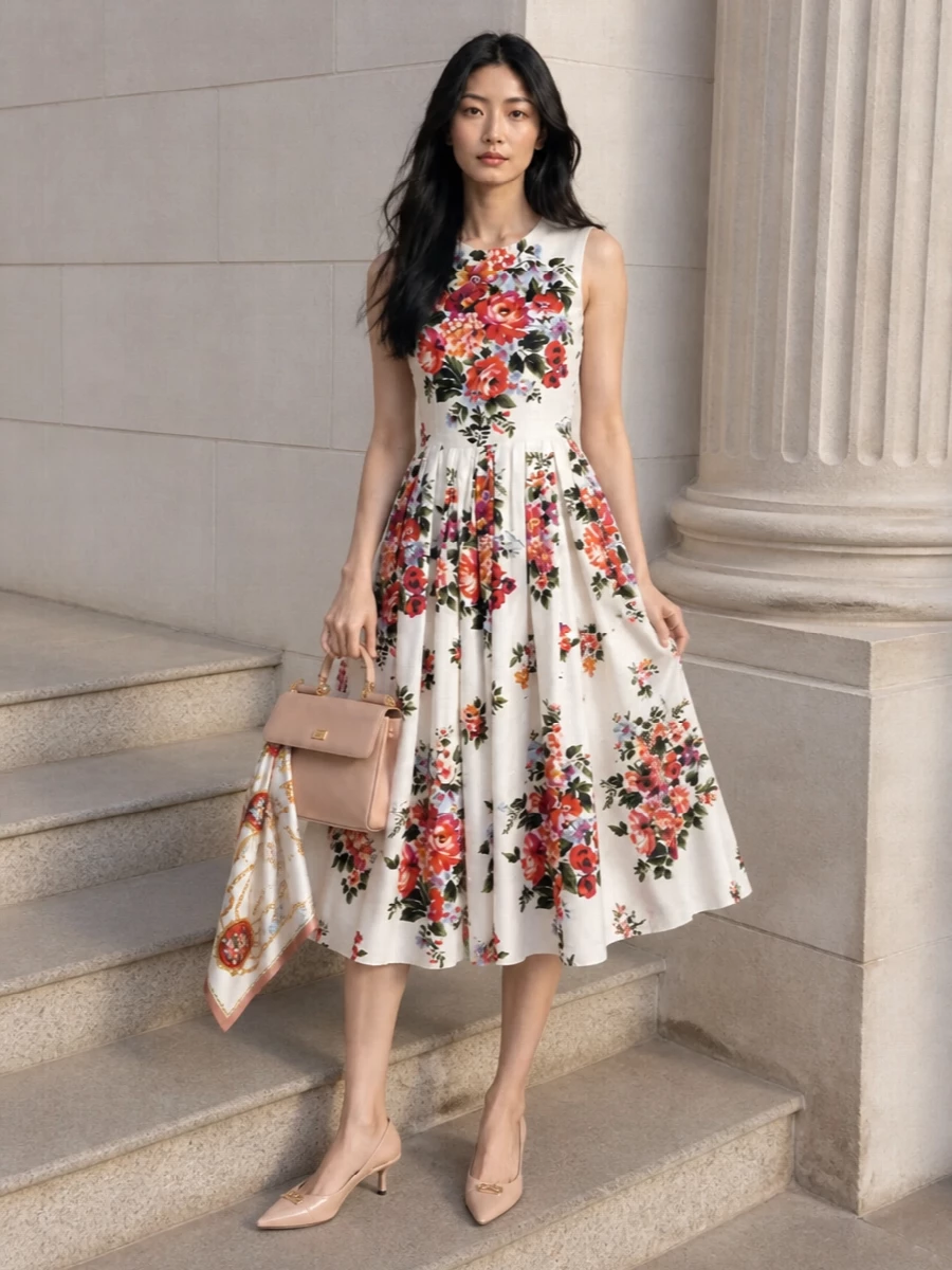 Dolce gabbana floral midi dress wedding outfit