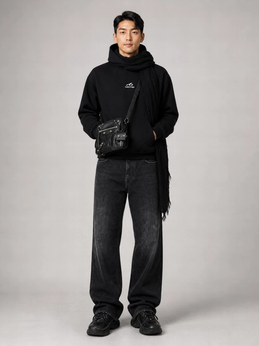 Balenciaga Cotton Logo Print Hoodie