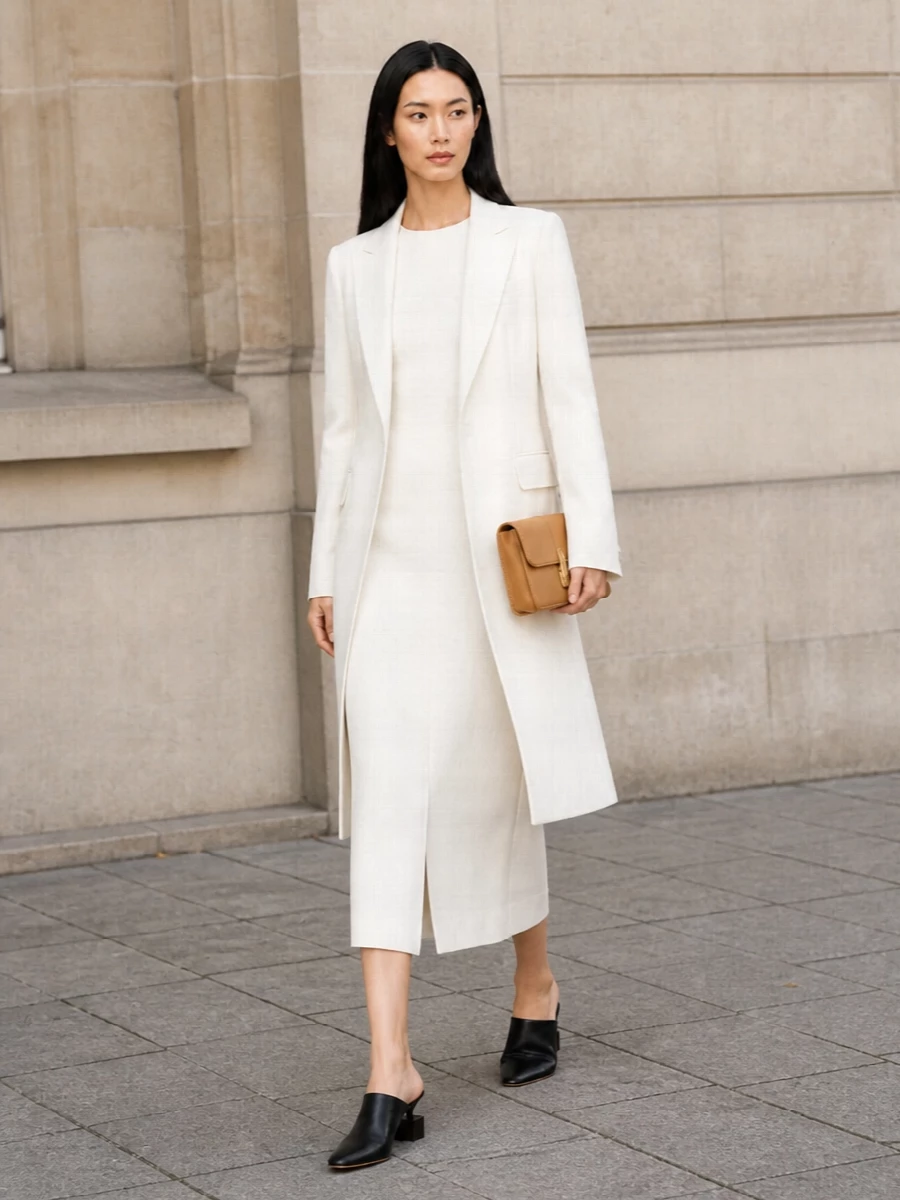 Sportmax ivory blazer sheath dress outfit