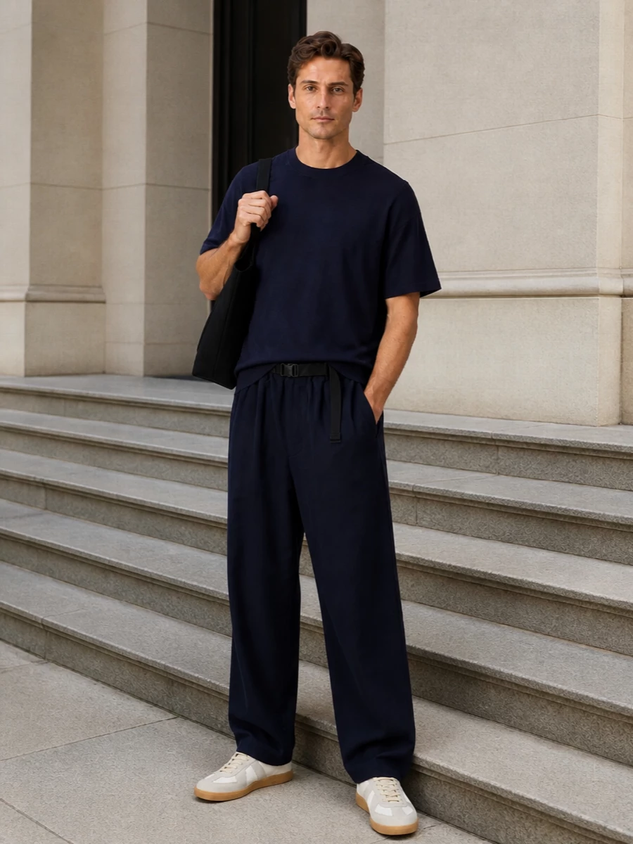 Comme des garcons navy outfit margiela sneakers