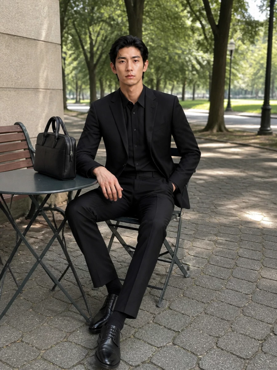 Lardini black suit oxford shoes briefcase
