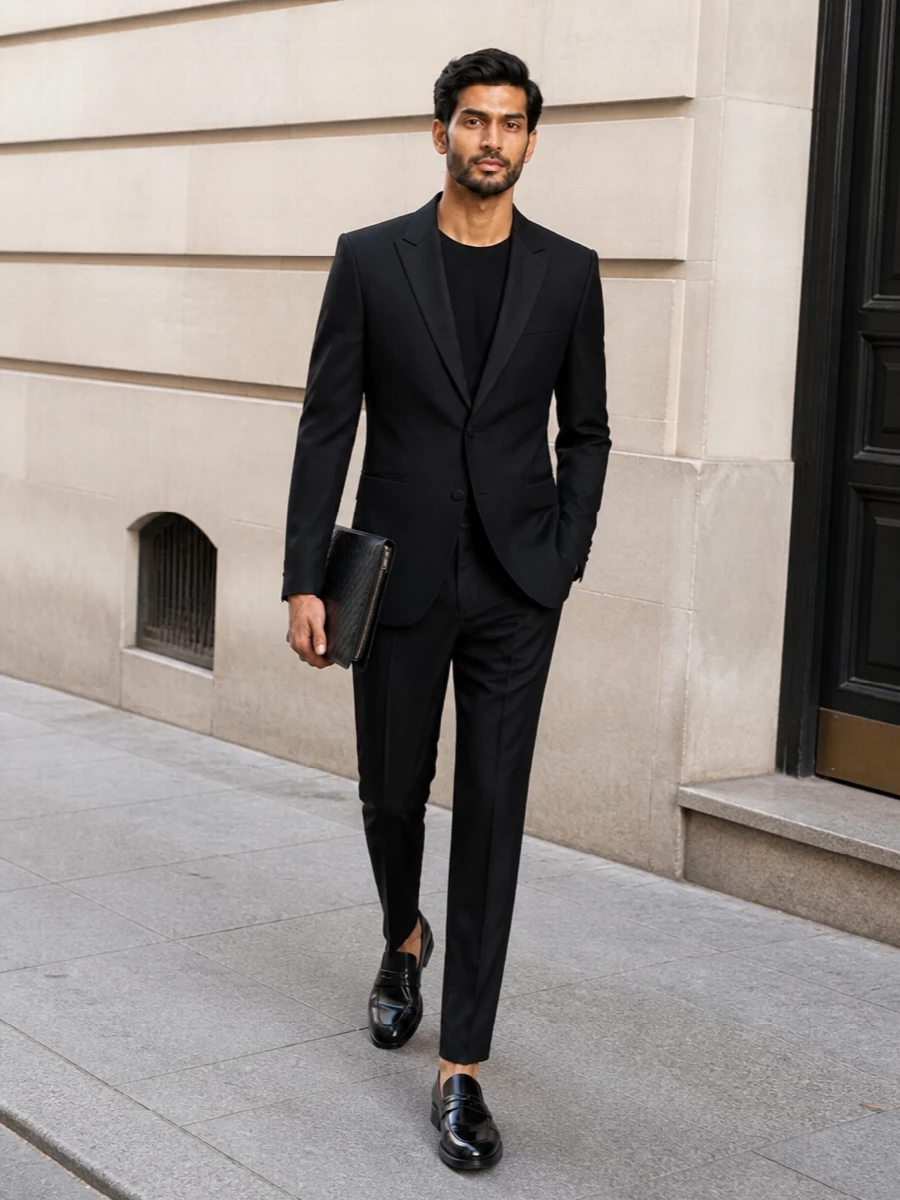 Saint laurent black blazer trousers evening outfit