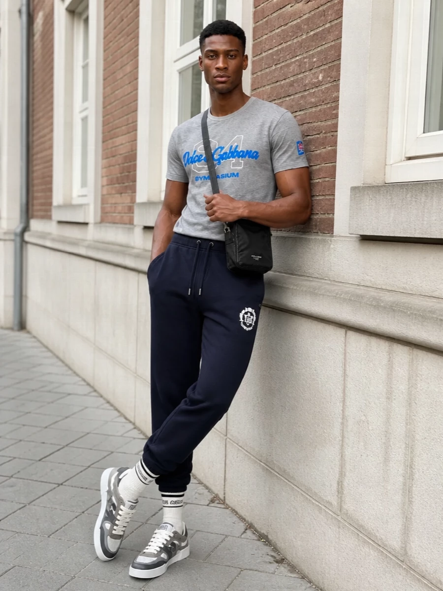 Dolce gabbana varsity tshirt navy joggers outfit