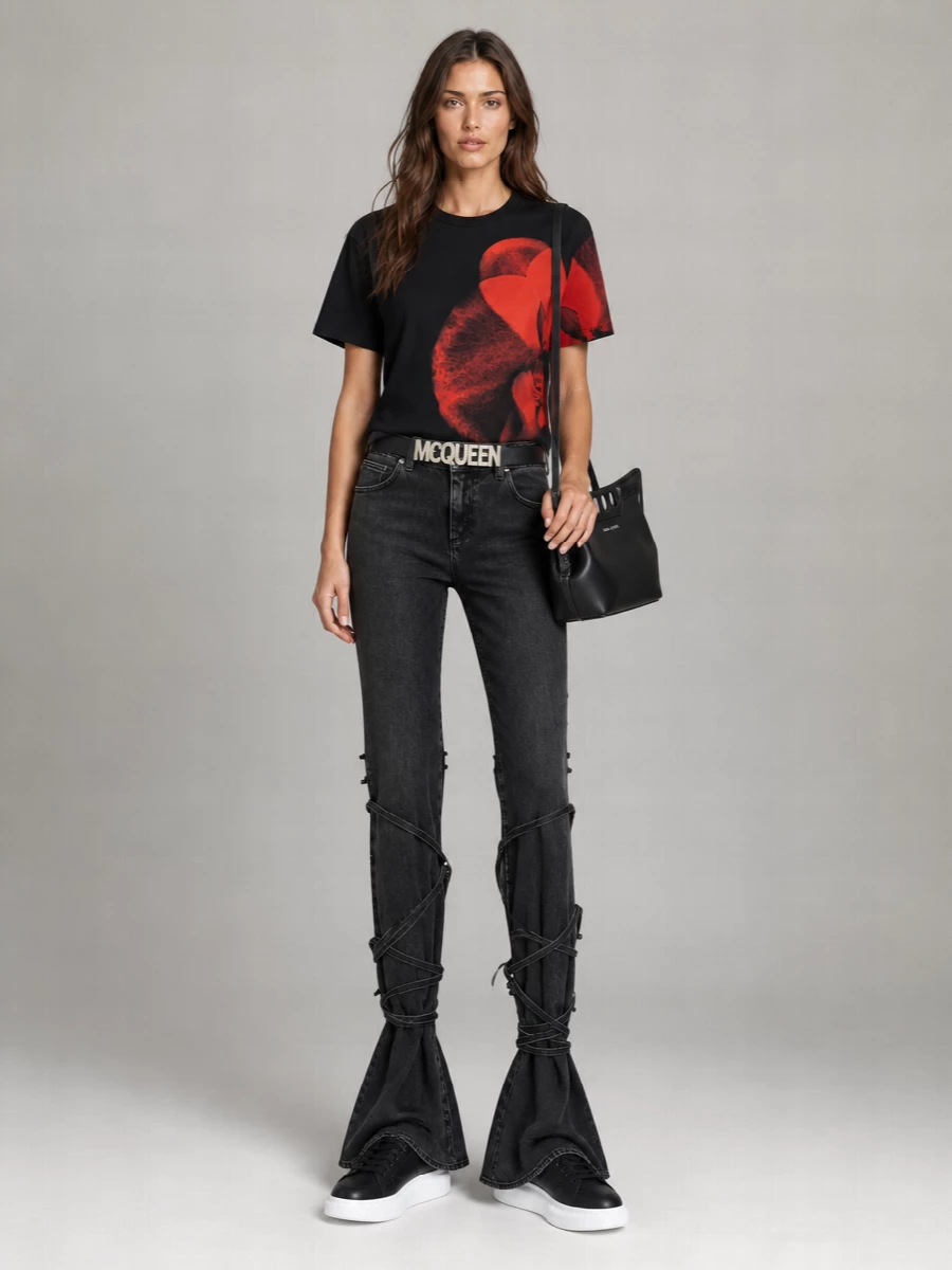 Alexander Mcqueen Ribbed Loose-Fit Printed Cotton T-Shirt