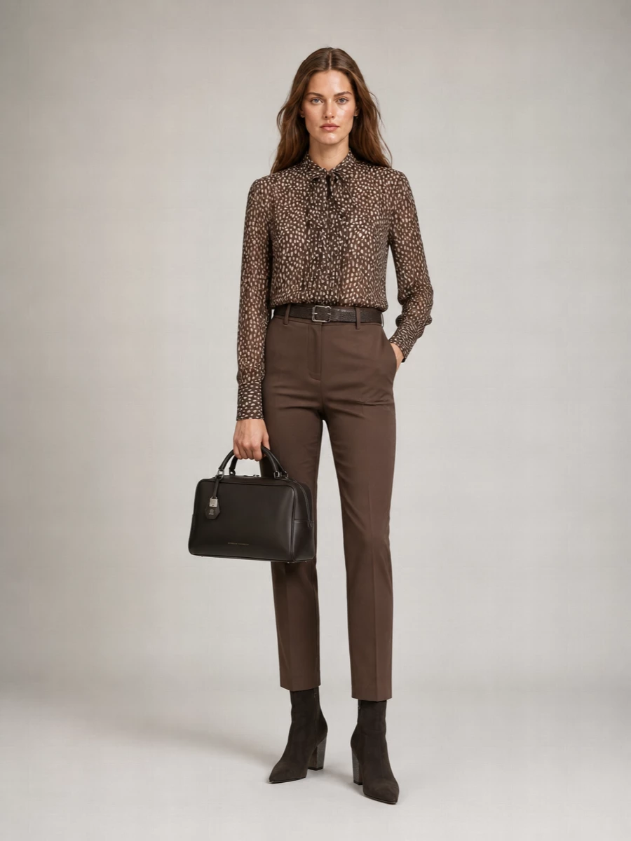 Brunello Cucinelli Silk Printed Lavallière Blouse