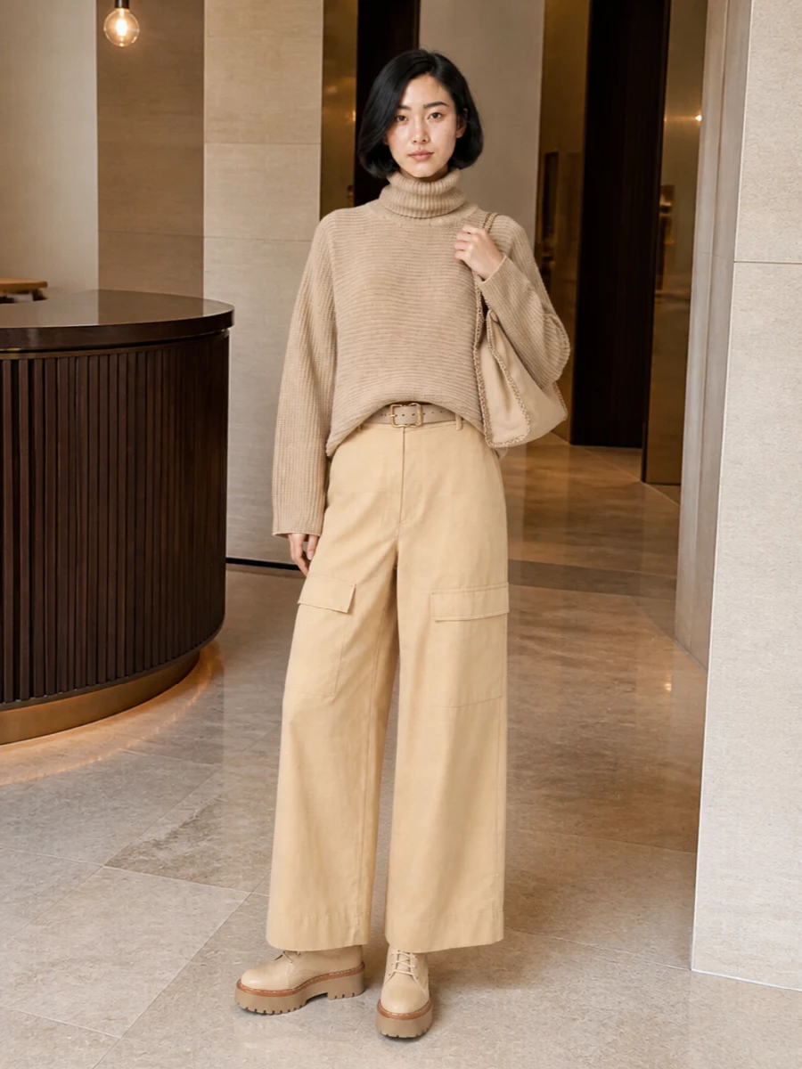 Stella mccartney camel cargo pants platform derby