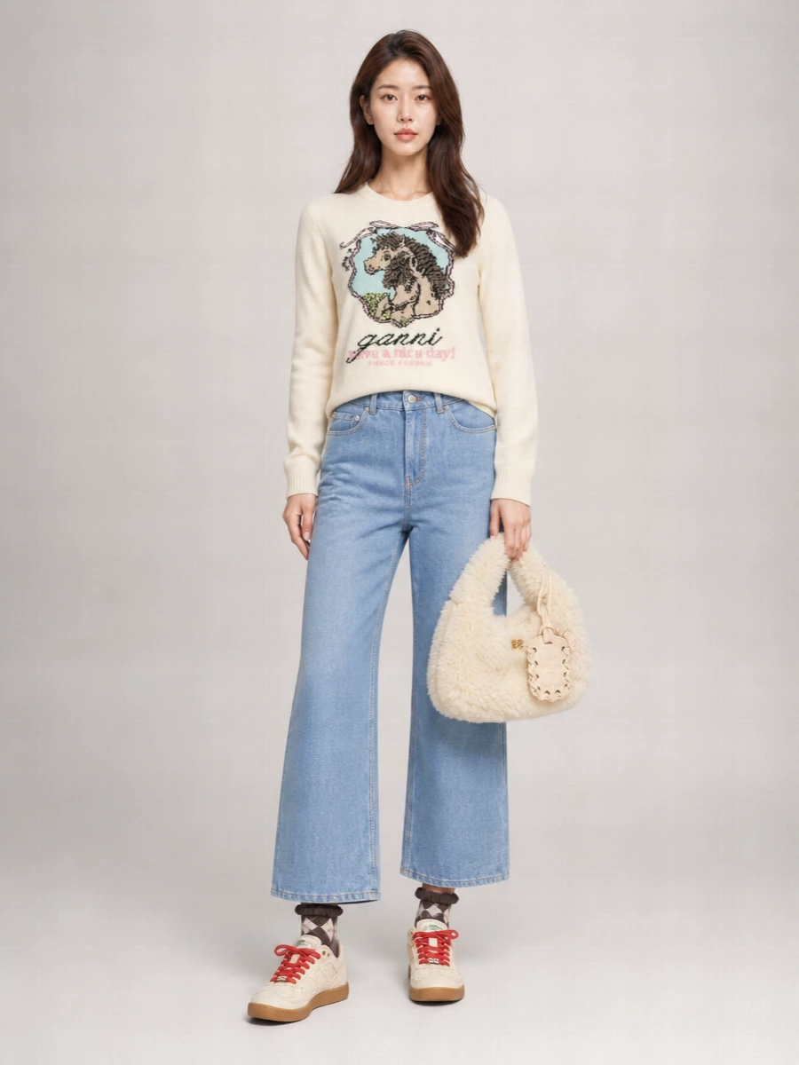 Ganni Wool Crew-Neck Sweater