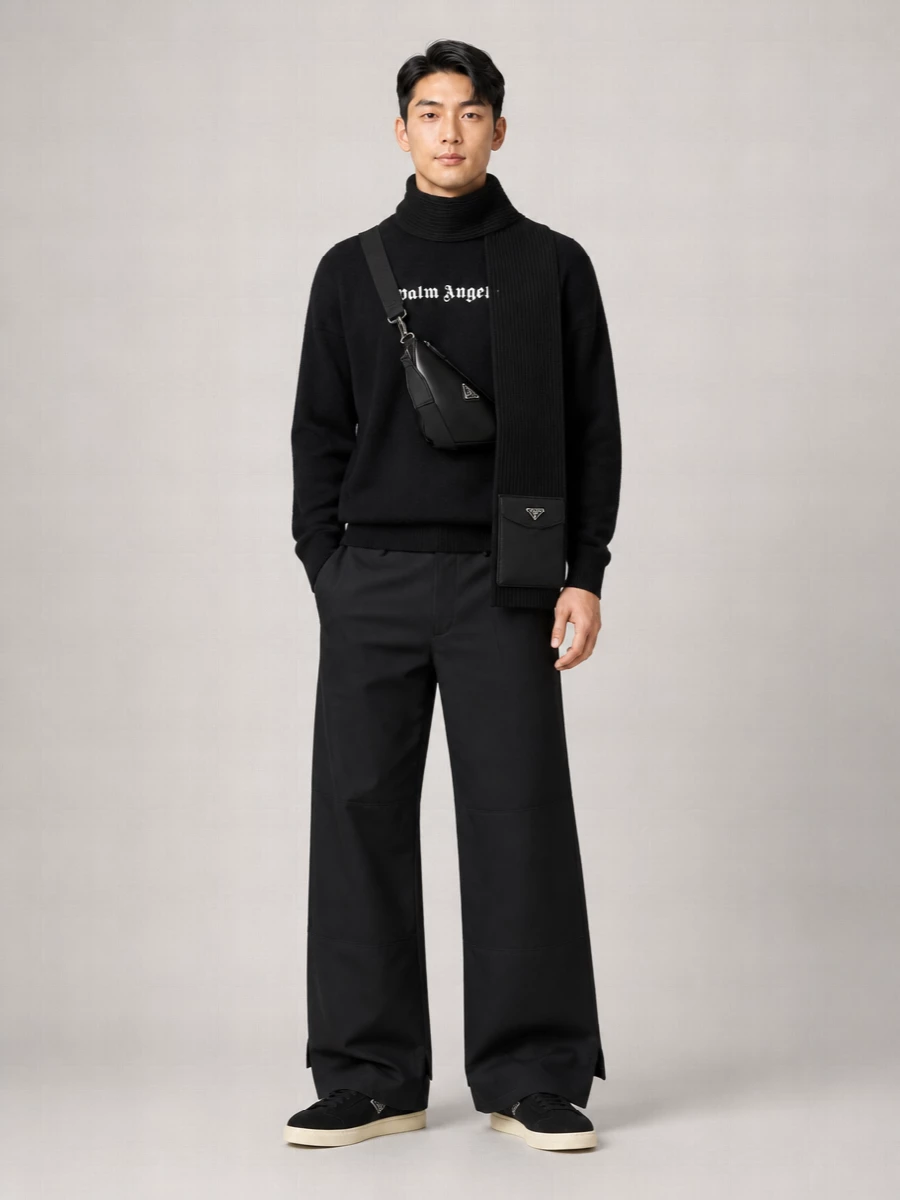 Palm Angels Cashmere-Blend Embroidered Crew-Neck Jumper