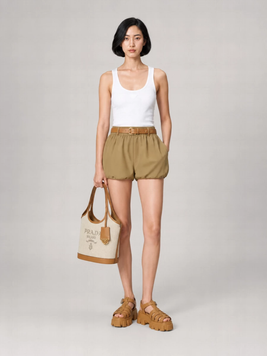 Prada High-Rise Poplin Culotte Shorts