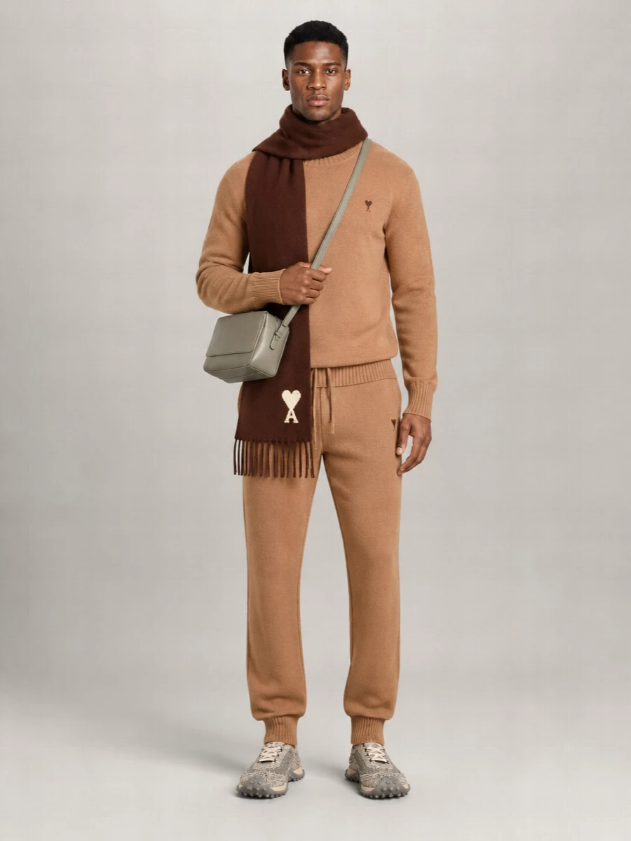 Ami Paris Wool Loose Fit Trousers