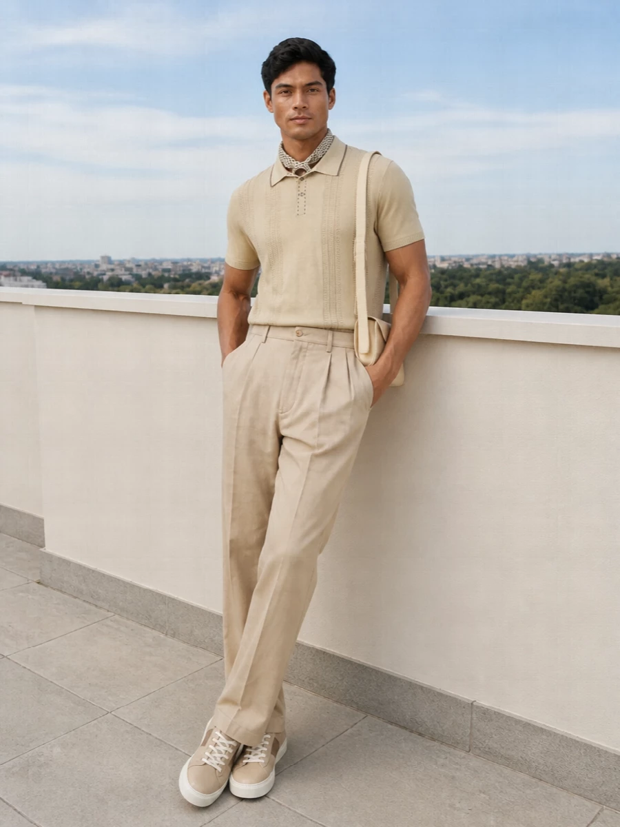Beams plus polo polo chinos beige sneakers