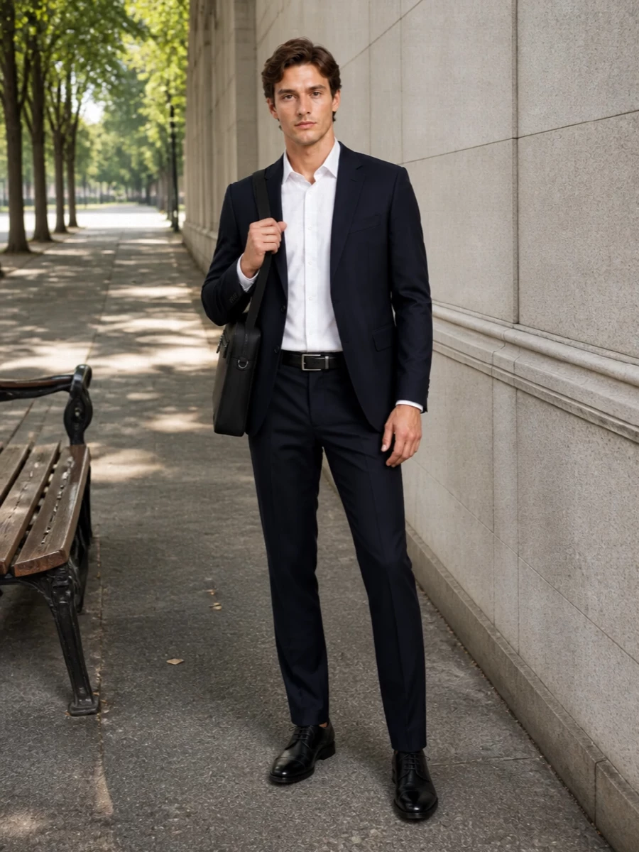 Boss navy blazer tailored trousers derbies