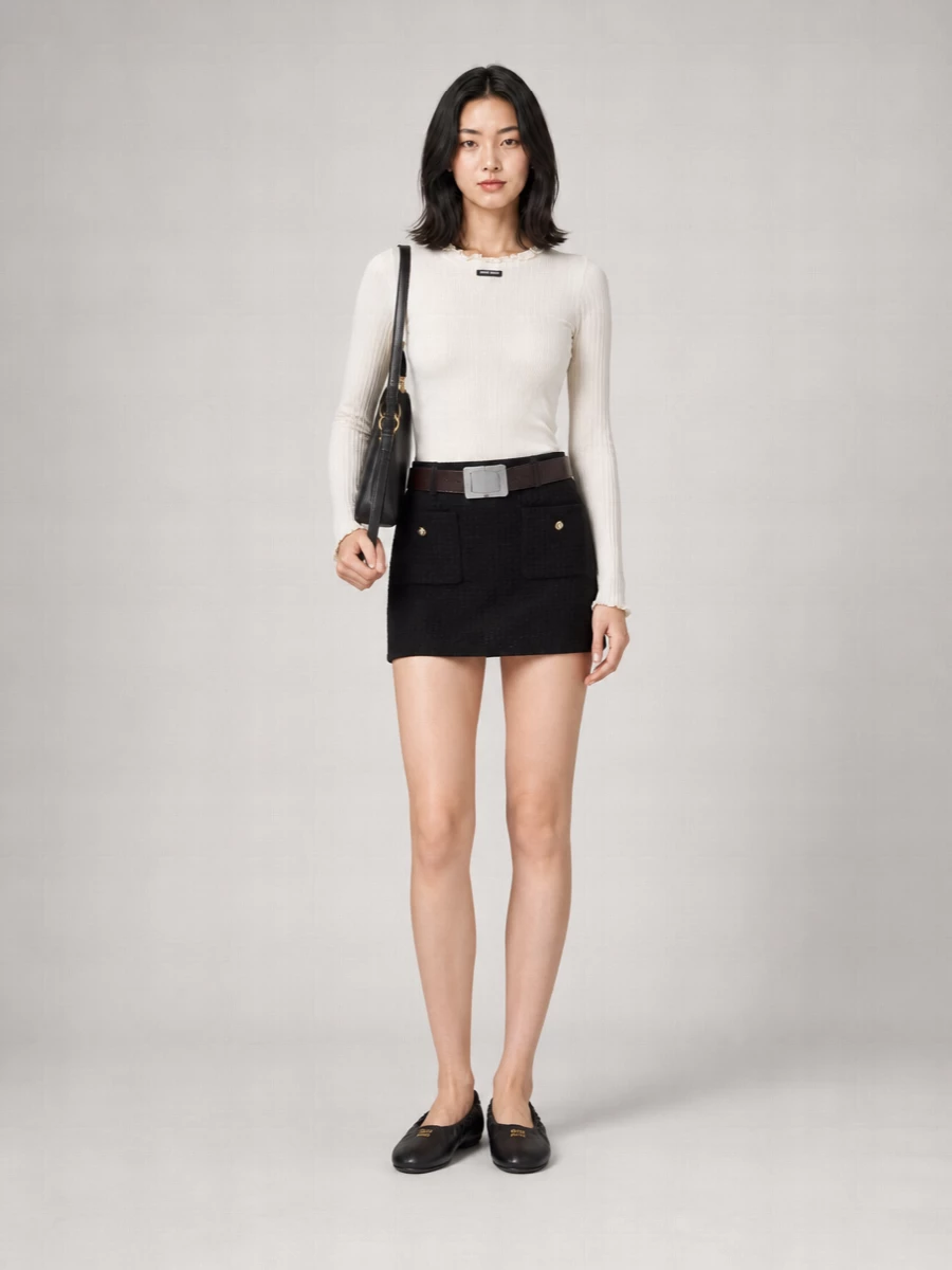 Miu Miu Silk Ribbed Sweatshirt