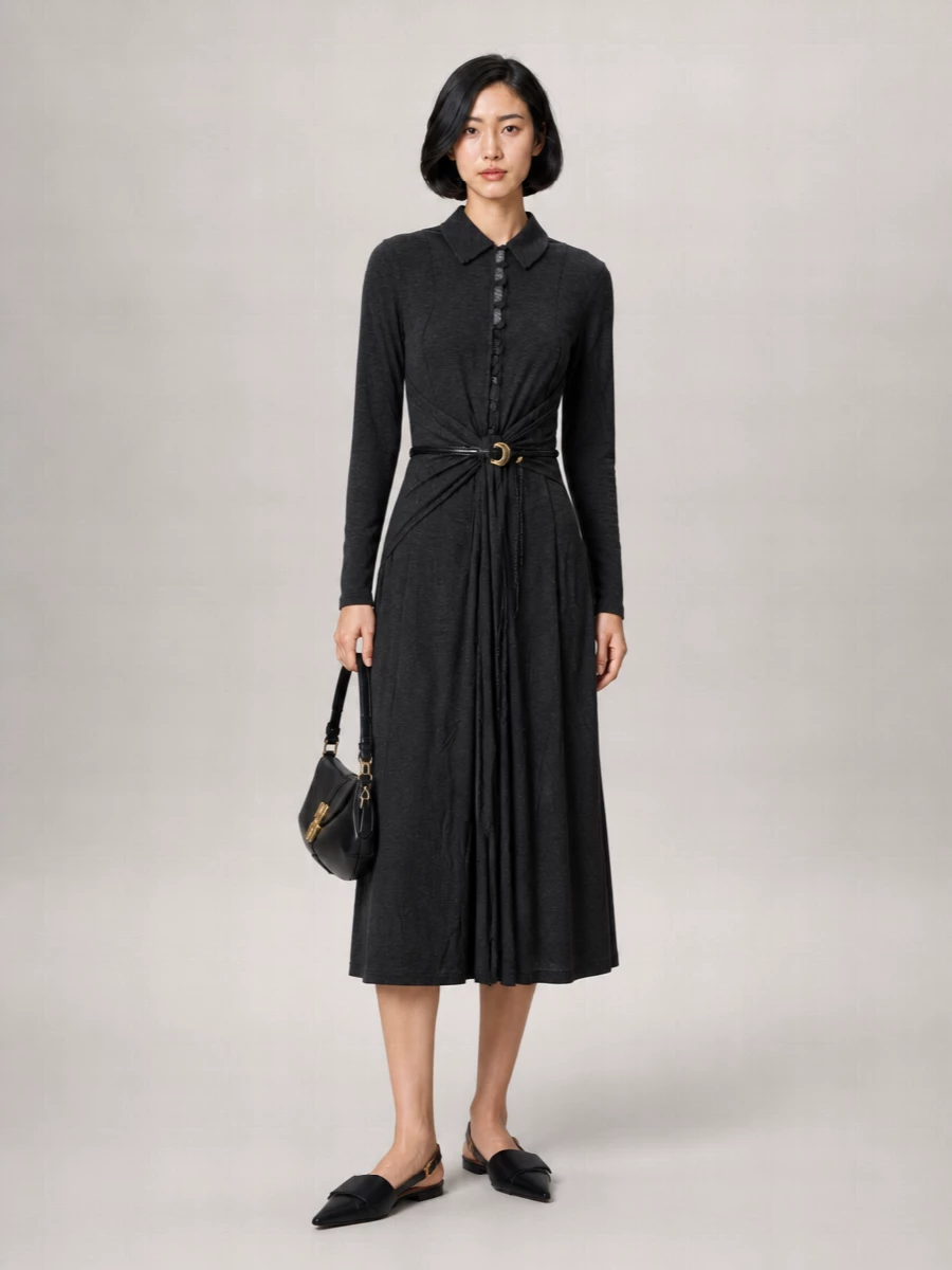 Ganni Jersey Shirt Midi Dress
