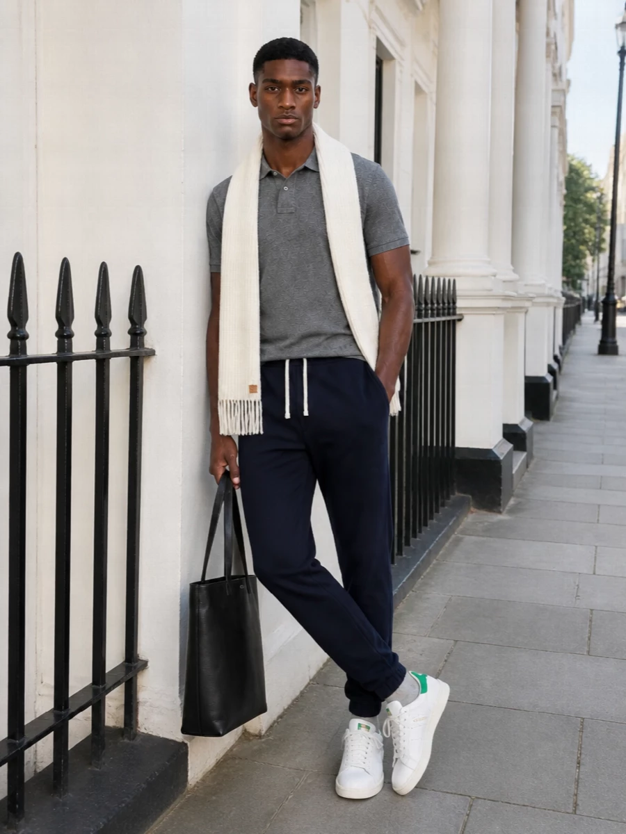 Polo ralph lauren grey polo navy joggers stan smith