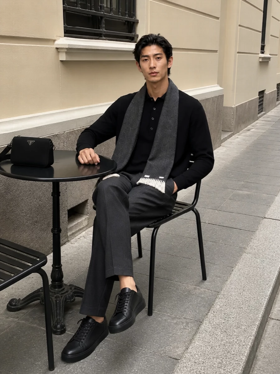 Emporio armani polo ami paris charcoal trousers