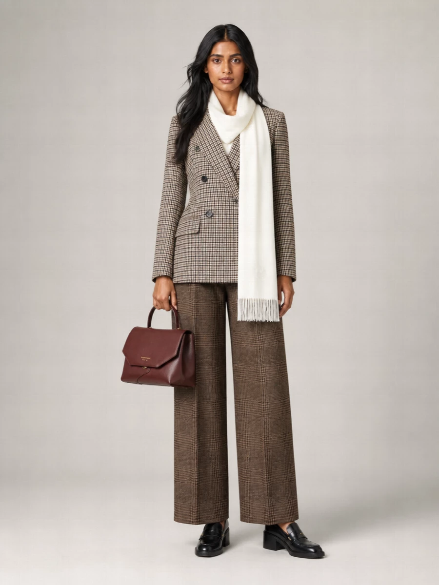 Max Mara Double-Breasted Pied De Poule Tailored Blazer