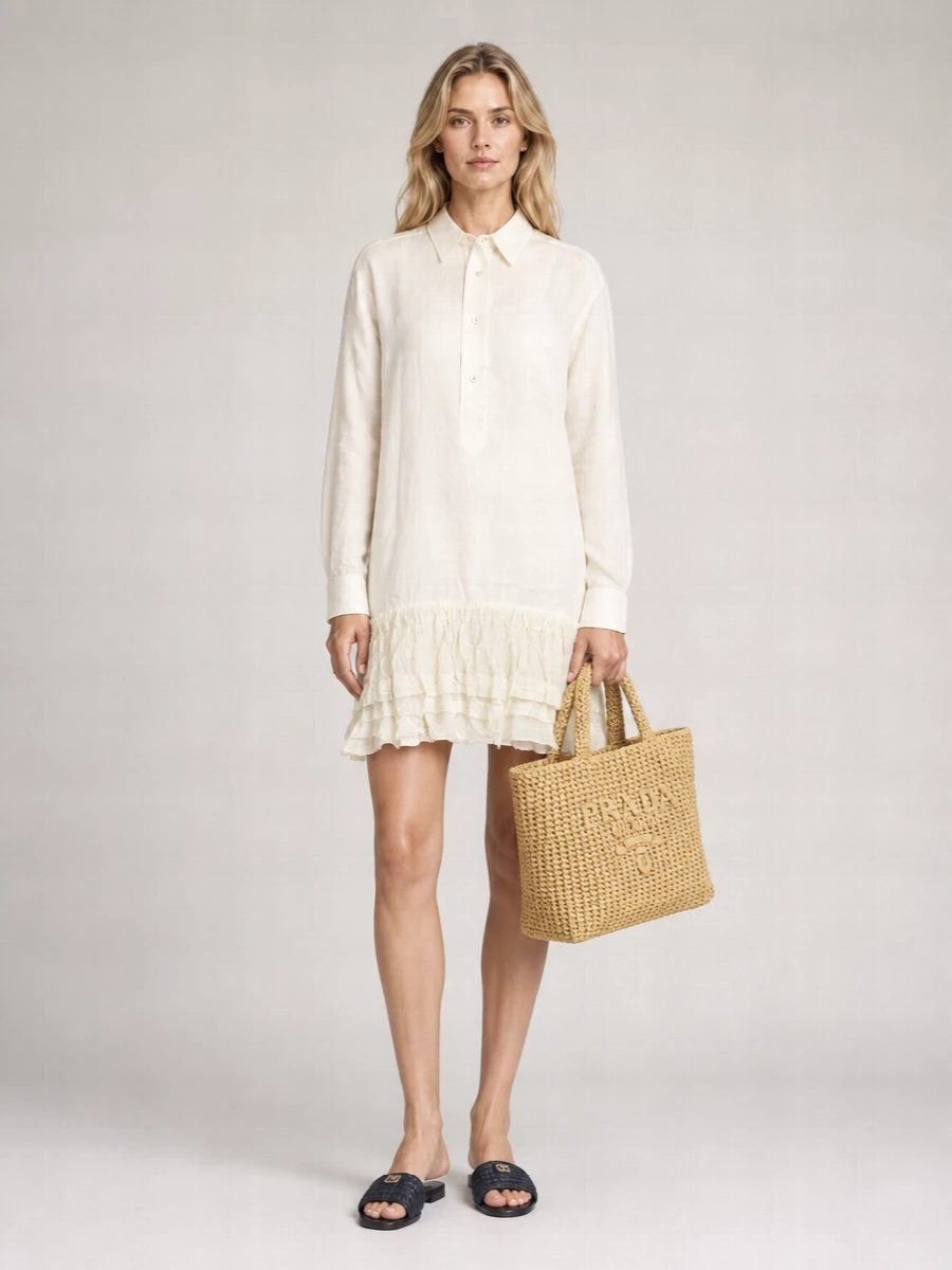 Prada Na Raffia Shoulder Bag
