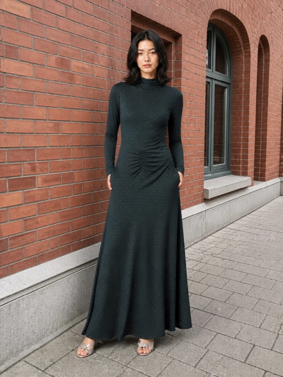 Rotate evening maxi dress silver accessories