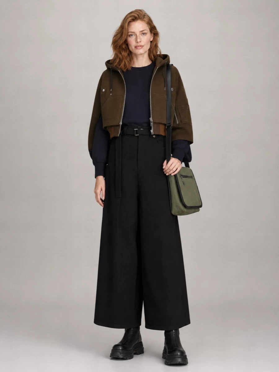 Sacai Ribbed Hooded Bomber Jacket