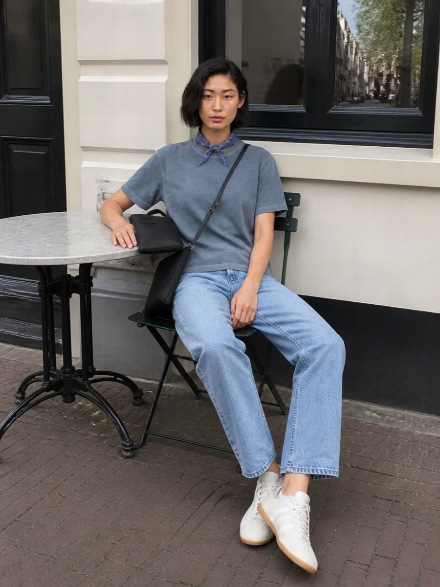Carhartt tee light jeans adidas trainers