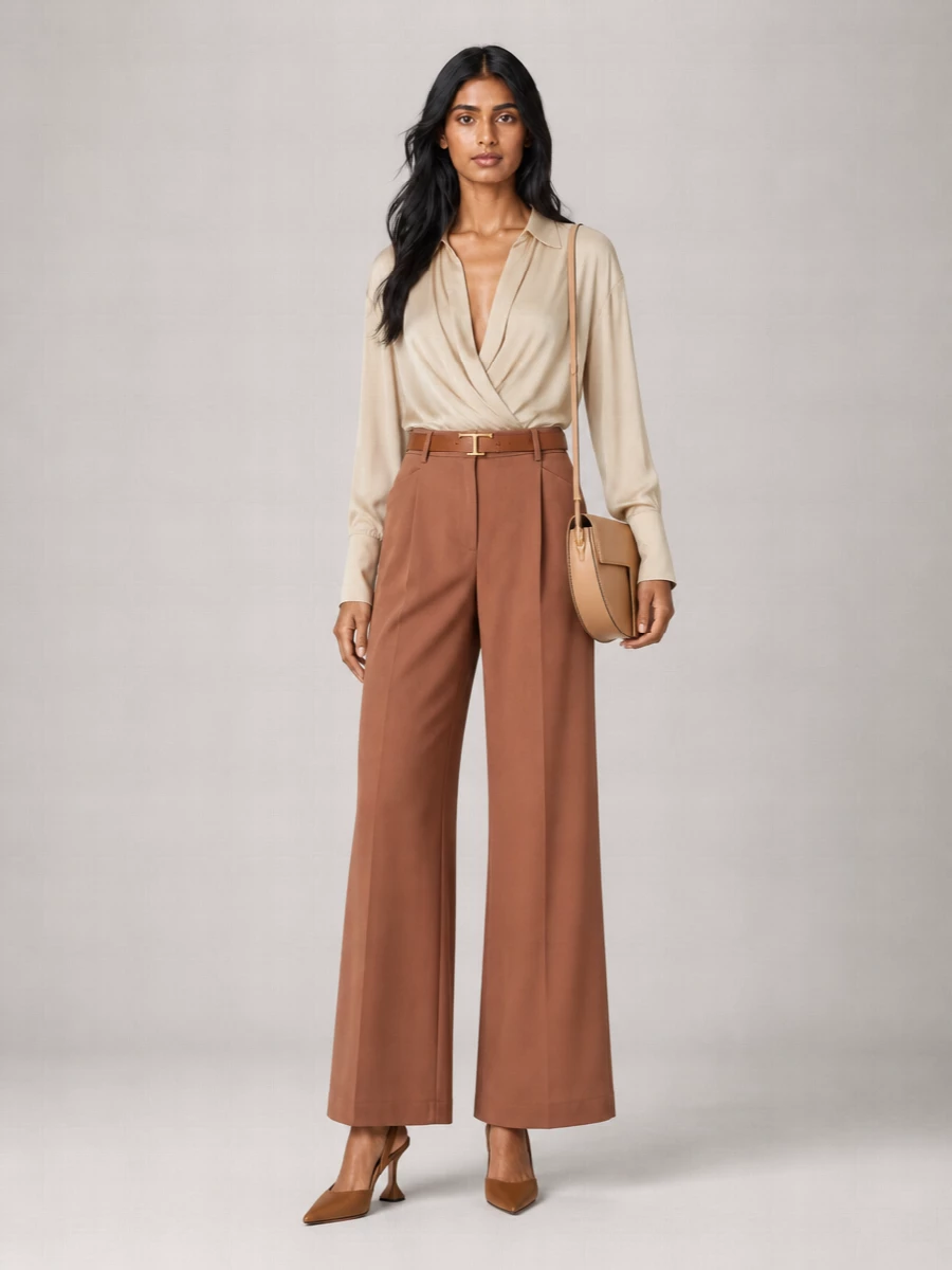 The Andamane High-Rise Wide-Leg Tailored Trousers