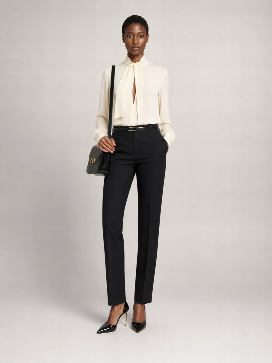 Tom Ford Wool High-Rise Straight-Leg Suit Trousers