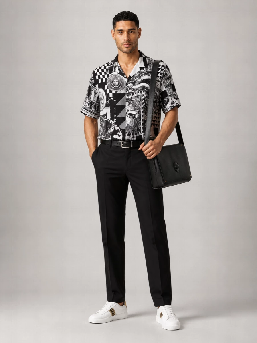 Versace Silk Printed Short-Sleeve Shirt