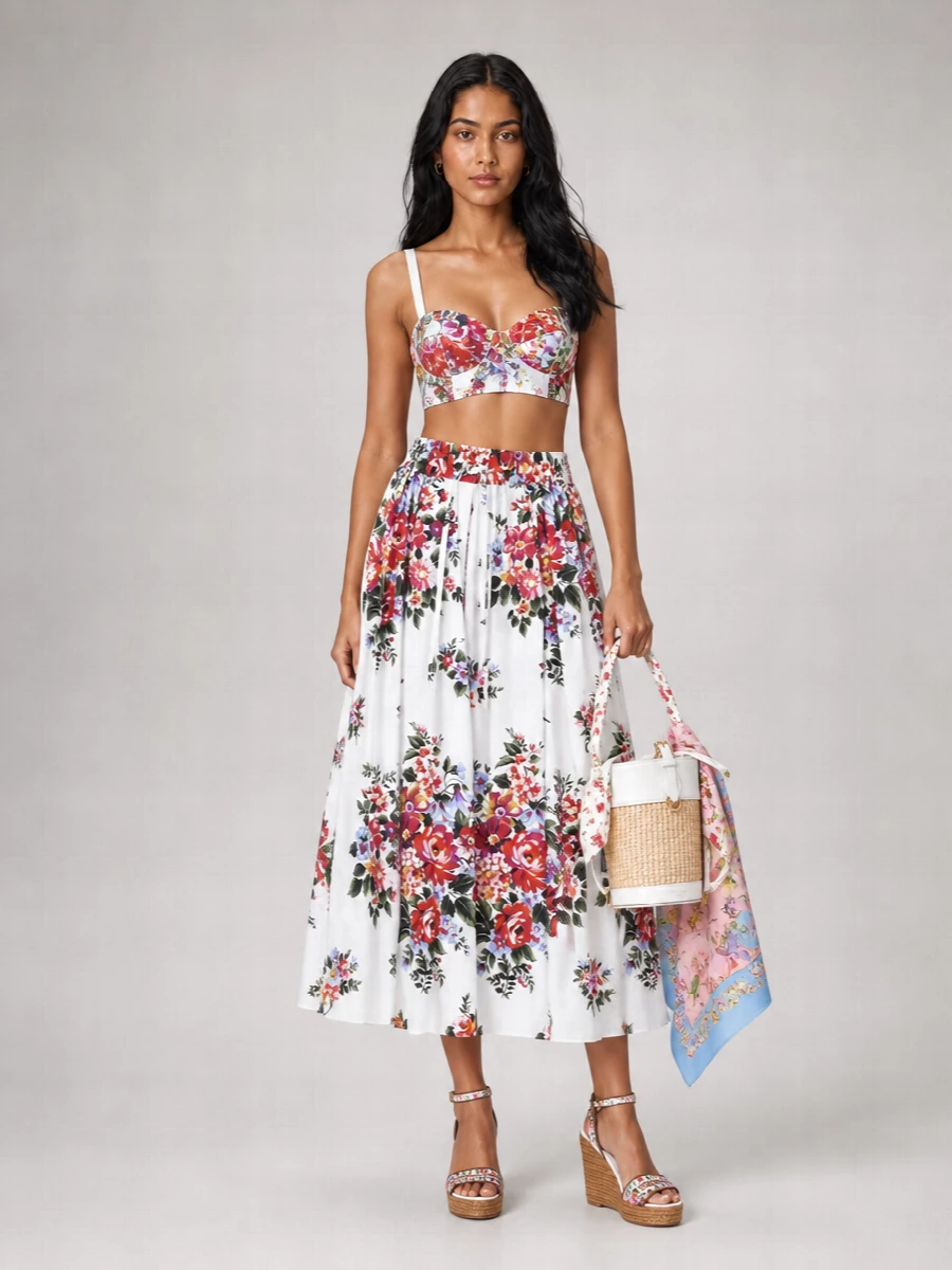 Dolce&Gabbana Floral Print Cropped Bra Top