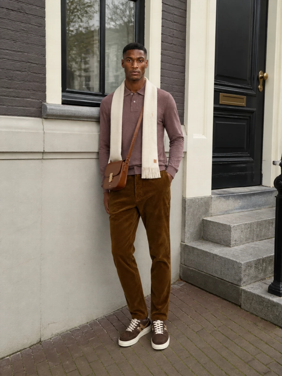 Polo ralph lauren corduroy trousers brown sneakers