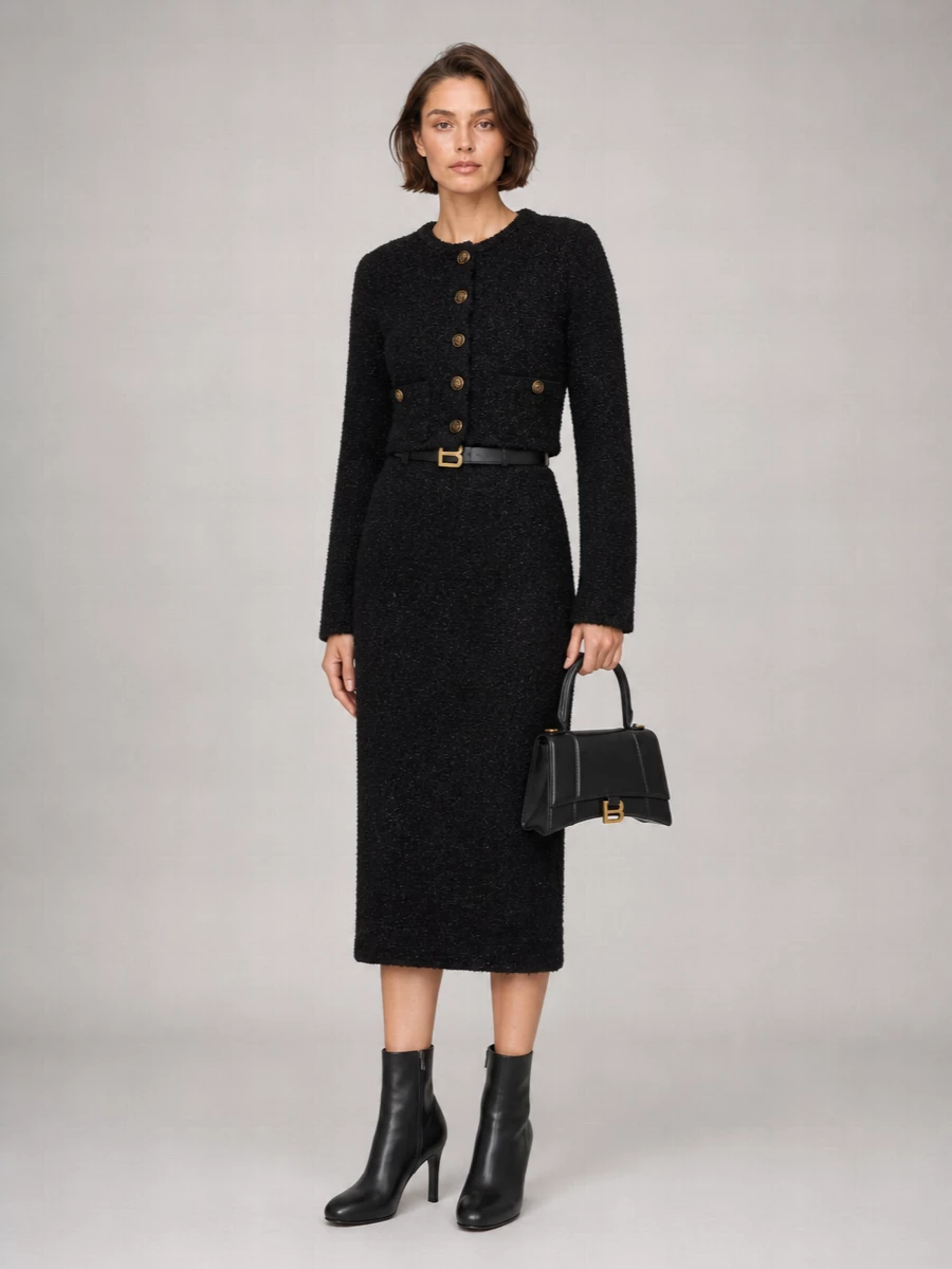 Balenciaga Cotton Bouclé Cropped Cardigan