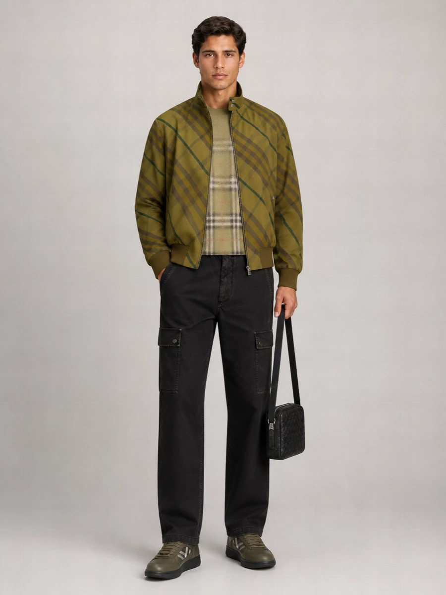 Burberry Cotton Checked Bomber Jacket