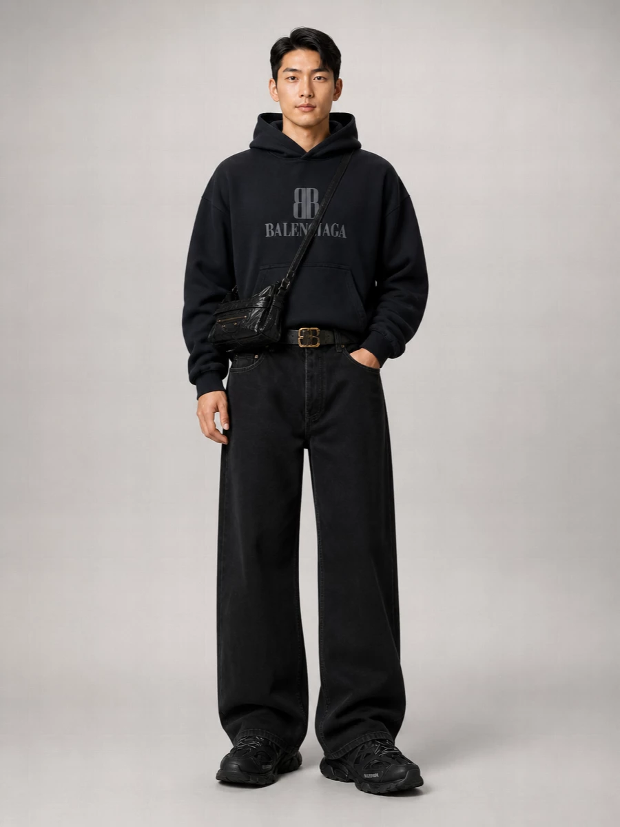 Balenciaga Denim Mid-Rise Barrel-Leg Jeans