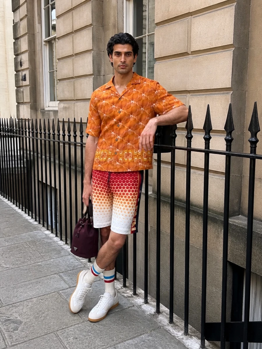 Dries van noten printed shirt shorts outfit