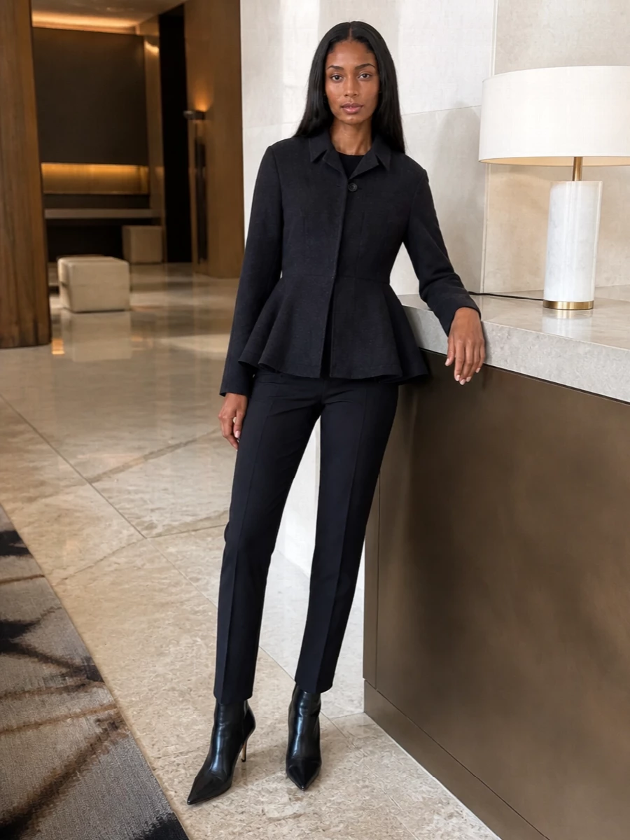 Ami paris charcoal jacket tailored trousers outfit