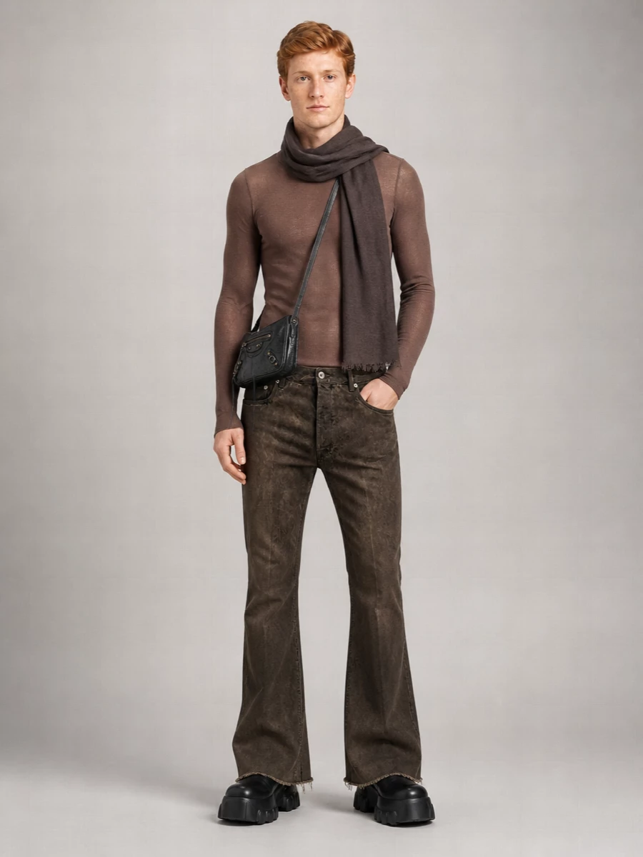 Rick Owens Denim High-Rise Flared Bootcut Jeans