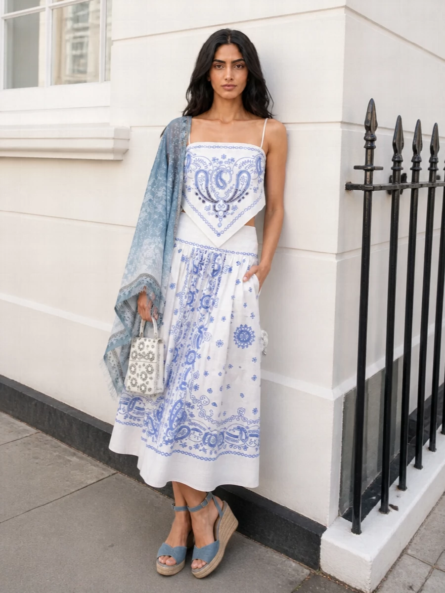 Self portrait blue midi dress castaner wedges