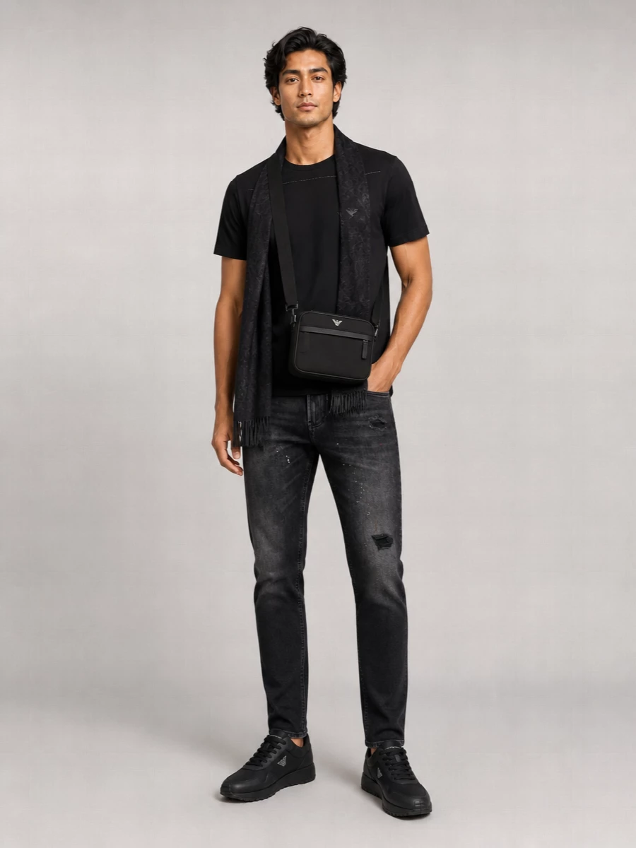 Emporio Armani Cotton Logo-Embroidered Crew-Neck T-Shirt