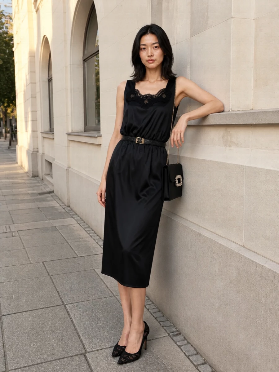 Dolce gabbana black cocktail dress lace heels