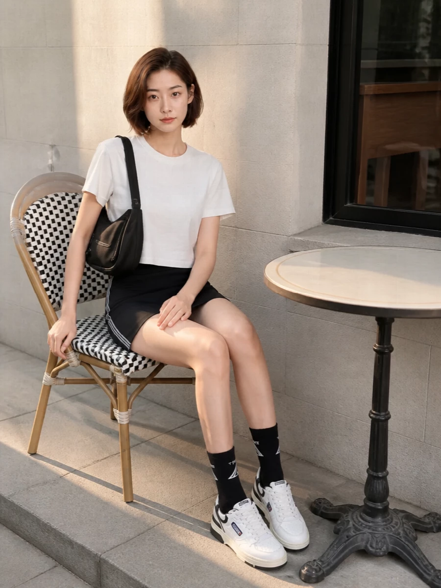 Autry tennis mini skirt cropped tee sneakers