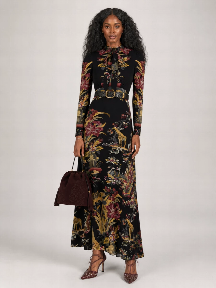 Etro Printed Crepe Maxi Dress
